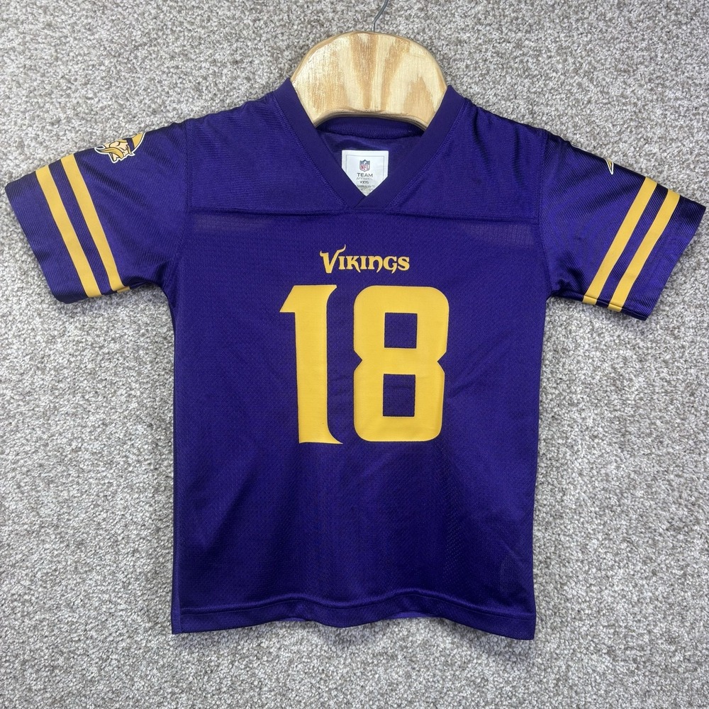 Minnesota Vikings Jersey Boys XS Purple NFL Football Jefferson 18 Team Apparel